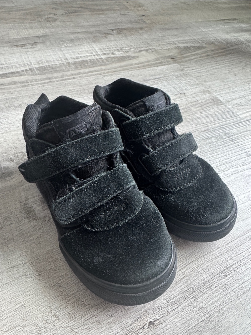 Vans Toddler size 7 Kids Black Suede Velcro Sneakers